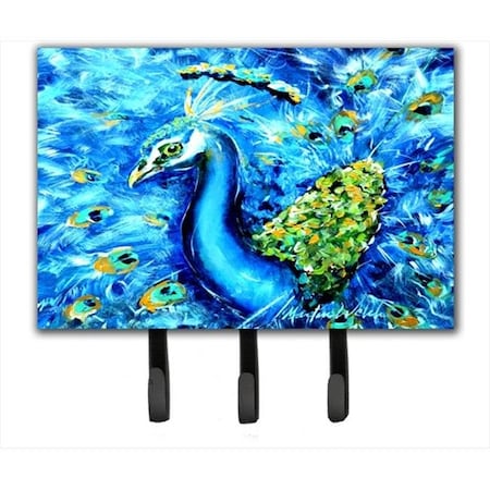 Carolines Treasures Carolines Treasures MW1166TH68 Peacock Straight Up In Blue Leash Or Key Holder MW1166TH68